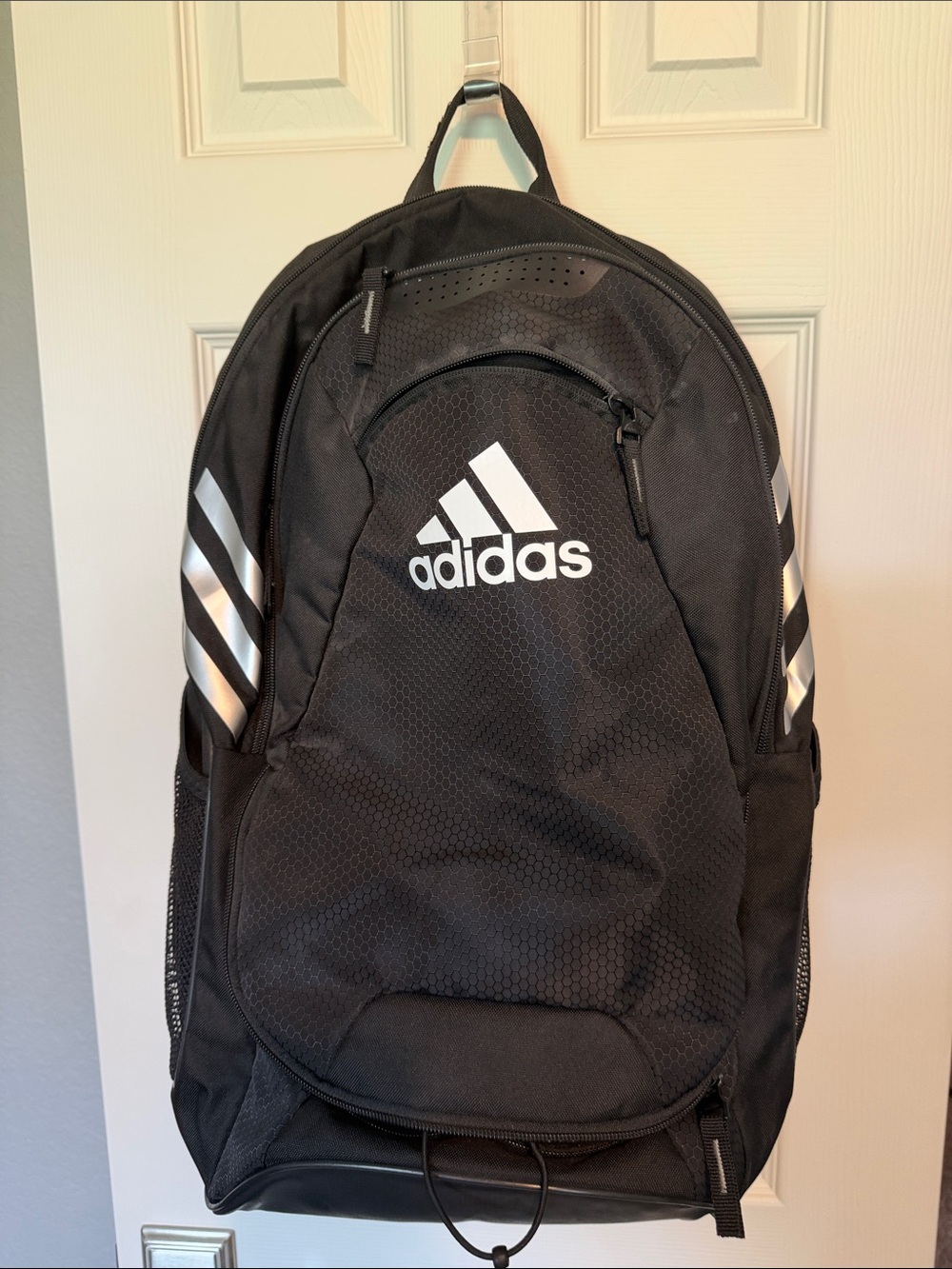 adidas Black Backpack with Silver Stripes